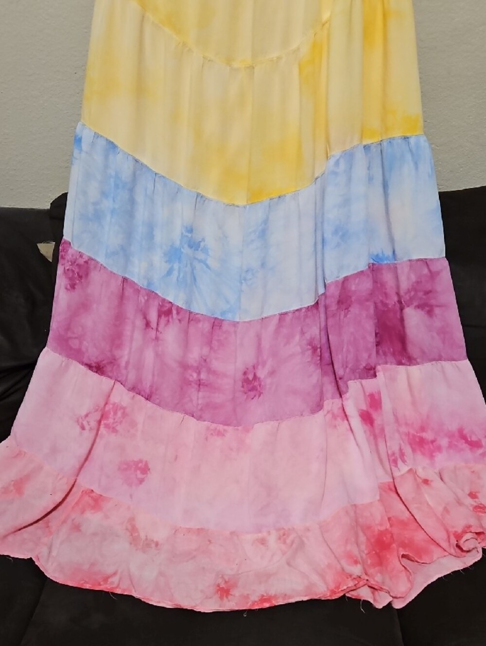 white birch Yellow Blue Pink Ombre Tiered Maxi Dress - Picture 3 of 7